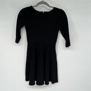 Alice + Olivia Employed 3/4 Sleeve Skater Mini Dress Women's Size 0 Black Lined